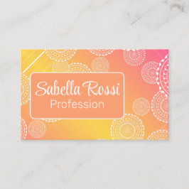 Weißer Mandala Gelbrosa Blended Rainbow Orange Visitenkarte