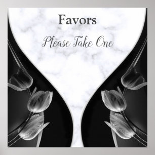 Weißer Marmor - Abstrakte schwarze Tulpen-Favorite Poster