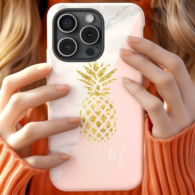 Weißer Marmor Ananas Ananas Rosa Pastellfarben Mon Case-Mate iPhone Hülle (Von Creator hochgeladen)
