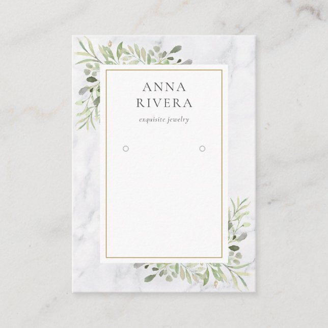 Weißer Marmor Aquarellgarten Earing Display Visitenkarte (Vorderseite)