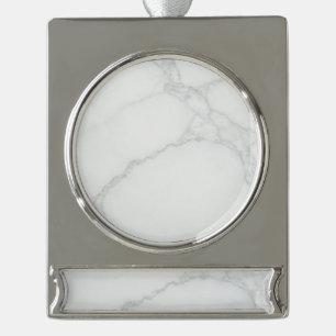 Weißer Marmor Banner-Ornament Silber