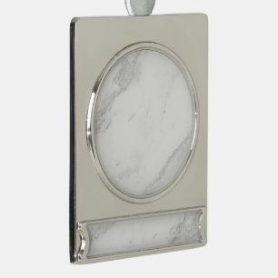 Weißer Marmor Banner-Ornament Silber