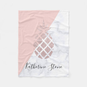 Weißer Marmor des eleganten RosengoldGlitters Fleecedecke