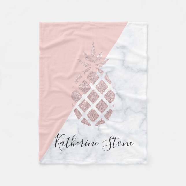 Weißer Marmor des eleganten RosengoldGlitters Fleecedecke (Vorderseite)