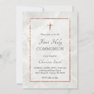 weißer Marmor Erste Heilige Kommunion Einladung