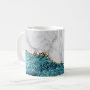 Weißer Marmor Gilded Black Agate Kaffeetasse