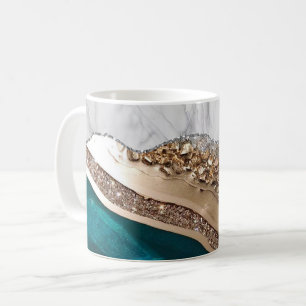 Weißer Marmor Gilded Black Agate Kaffeetasse