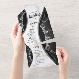 Weißer Marmor & GOLD Alles in einer Hochzeit einla All In One Einladung