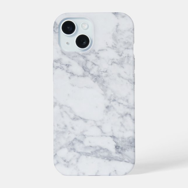 Weißer Marmor iPhone 15 Hülle (Rückseite)