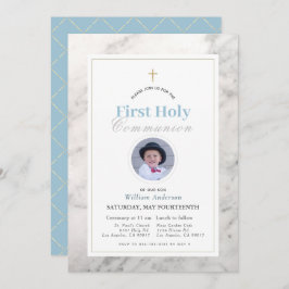 Weißer Marmor Junge Foto Erste Heilige Kommune Einladung