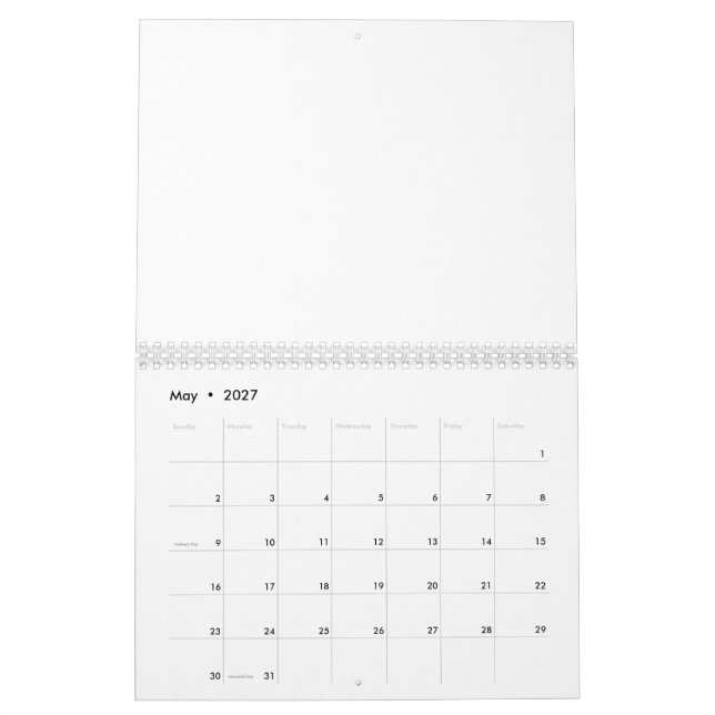 Weißer Marmor Kalender (Mai 2027)