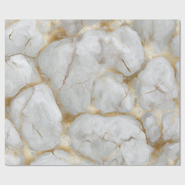 Weißer Marmor mit Goldadern Geschenkpapier (Flach)
