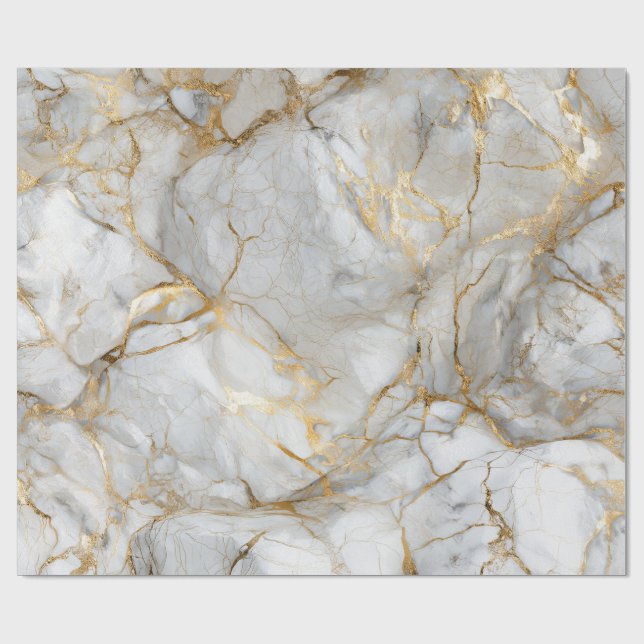 Weißer Marmor mit Goldadern Geschenkpapier (Flach)