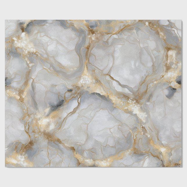 Weißer Marmor mit Goldadern Geschenkpapier (Flach)