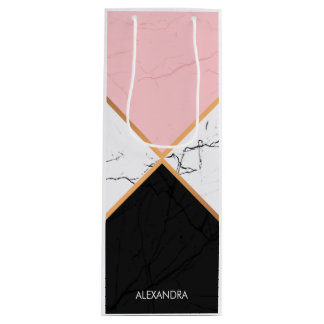 Weißer Marmor mit goldenen Linien Geschenktüte Für Weinflaschen