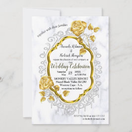 Weißer Marmor mit goldener Dekoration Einladung