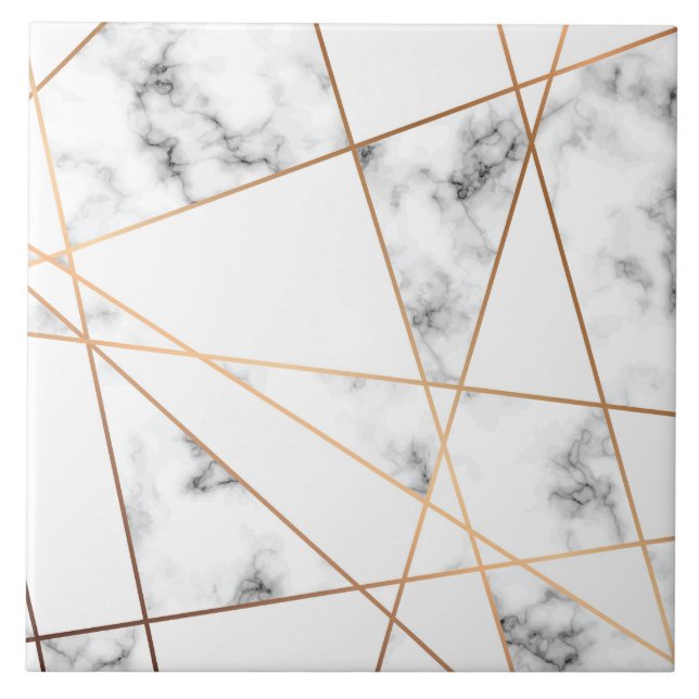 Weißer Marmor mit Hübschen Goldlinien Fliese (Vorderseite)