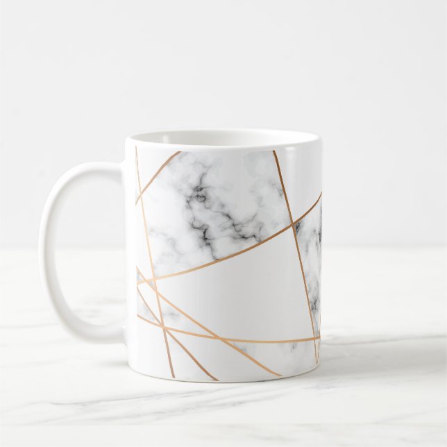 Weißer Marmor mit Hübschen Goldlinien Kaffeetasse (Links)