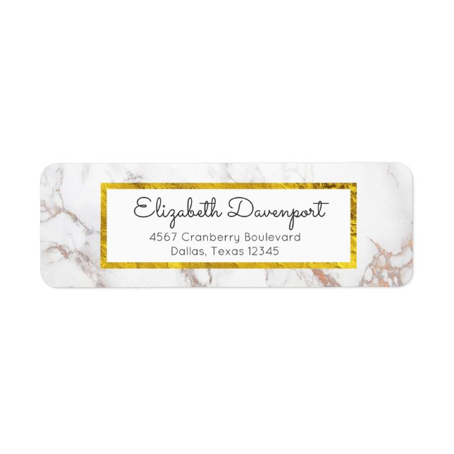 Weißer Marmor mit Imitaten Gold Foil Rahmen (Vorne)