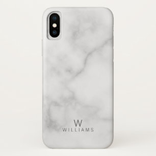 Weißer Marmor mit Personalisiertem Monogramm und  Case-Mate iPhone Hülle