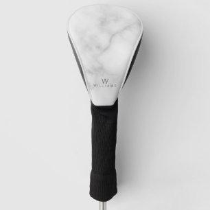 Weißer Marmor mit Personalisiertem Monogramm und  Golf Headcover