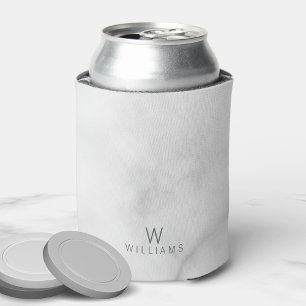 Weißer Marmor mit Personalisiertem Monogramm und N Dosenkühler
