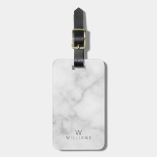 Weißer Marmor mit Personalisiertem Monogramm und N Gepäckanhänger