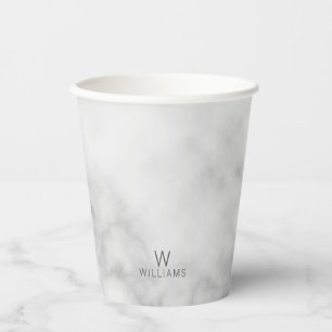 Weißer Marmor mit Personalisiertem Monogramm und N Pappbecher
