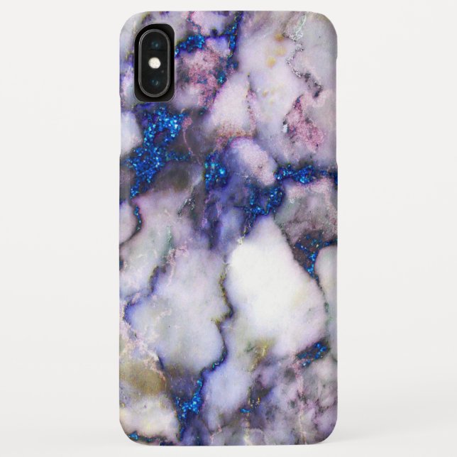 Weißer Marmor mit rosa und blauem Glitzer Case-Mate iPhone Hülle (Rückseite)