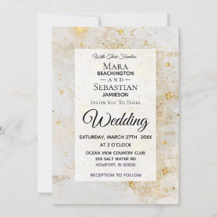 ~ Weißer Marmor mit Star Dust Glitzer Wedding Einladung