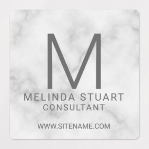 Weißer Marmor Moderne Monogram-Firmenzeichen Etiketten