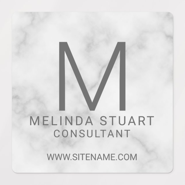 Weißer Marmor Moderne Monogram-Firmenzeichen Etiketten (Design 1)