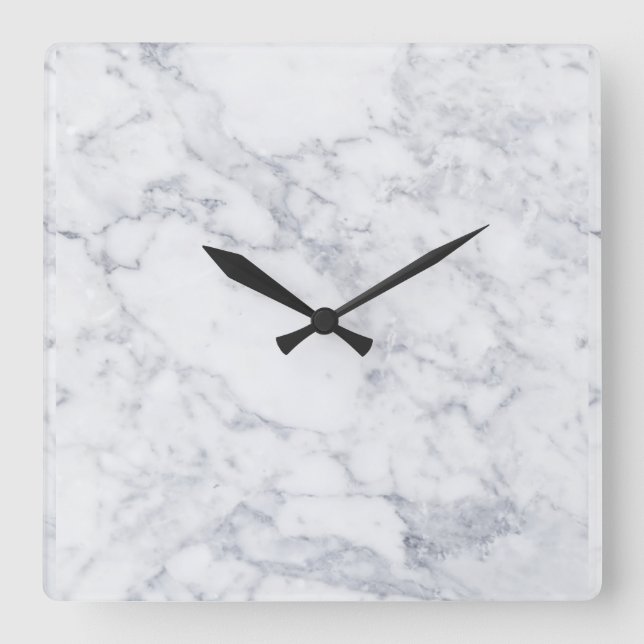 Weißer Marmor Quadratische Wanduhr (Vorderseite)