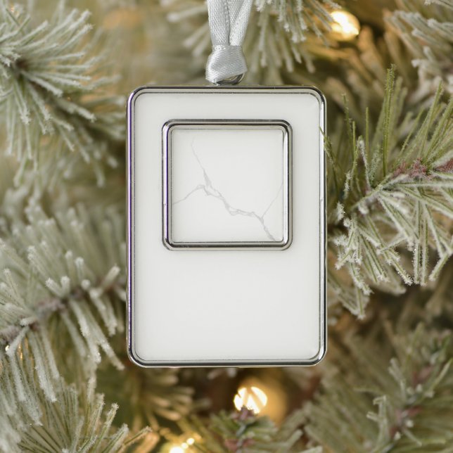 Weißer Marmor  Rahmen-Ornament Silber (Baum)