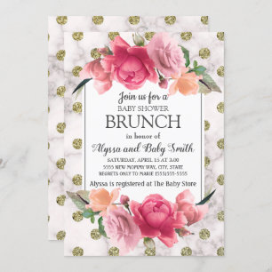 Weißer Marmor Rosa Bläserne Dusche Brunch Einladung