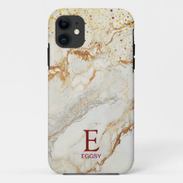 Weißer Marmor Schick Gold Glitter Monogramm Case-Mate iPhone Hülle