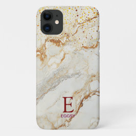 Weißer Marmor Schick Gold Glitter Monogramm Case-Mate iPhone Hülle