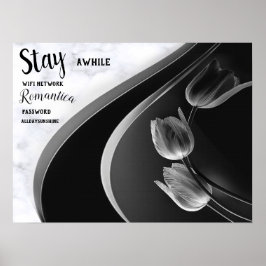 Weißer Marmor, schwarz, goldenes Mobiliar Poster