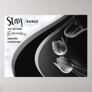 Weißer Marmor, schwarz, goldenes Mobiliar Poster