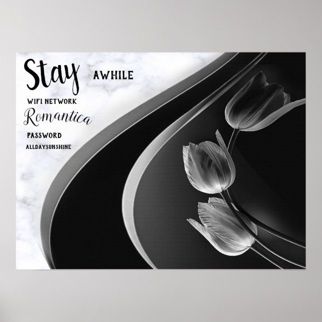 Weißer Marmor, schwarz, goldenes Mobiliar Poster (Vorne)