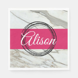 Weißer Marmor und Fuchsienrosa tragen den Namen Serviette
