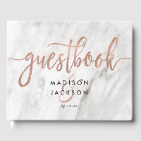 Weißer Marmor und Rose Gold Moderne Hochzeitsmonog
