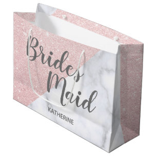 Weißer Marmor und Rose Goldmedaille Glitzer Brides Große Geschenktüte
