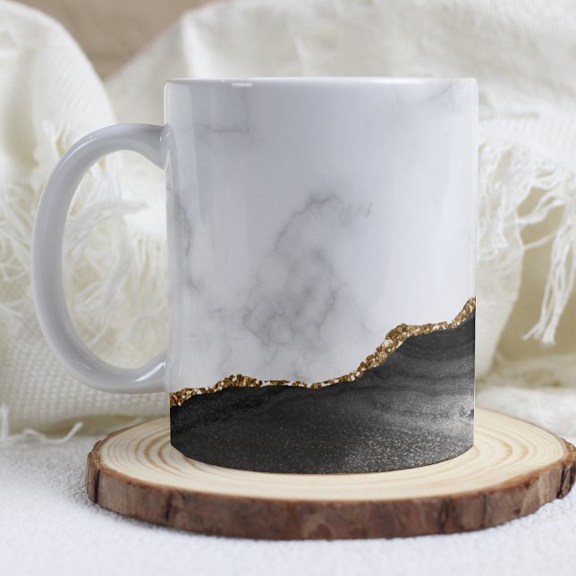 Weißer Marmor vergoldet mit schwarzem Achat Kaffeetasse (Von Creator hochgeladen)