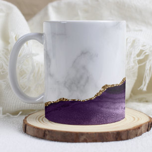 Weißer Marmor Vergoldet Violetter Achat Kaffeetasse