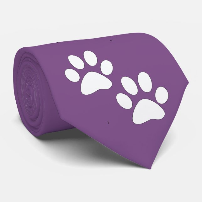 Weißer Maskottdruck auf Lila Krawatte (Gerollt)