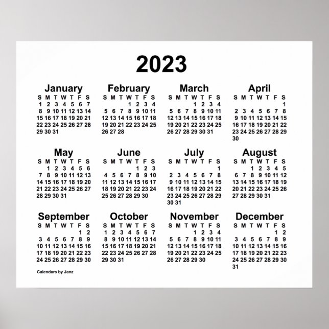 Weißer Mauerkalender 2023 von Janz Poster (Vorne)