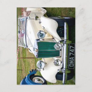 Weißer MG TD klassischer britischer Sportwagen Jig Postkarte