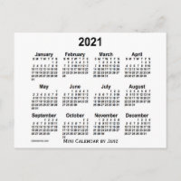 Weißer Mini-Kalender 2021 von Janz
