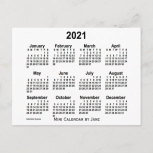 Weißer Mini-Kalender 2021 von Janz Postkarte